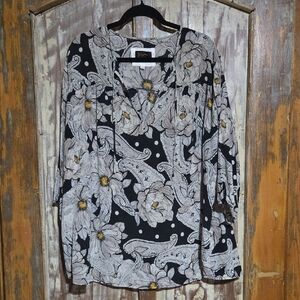 JOHNNY WAS Black and White Floral Tunic
